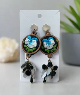 Flower embroidery earring