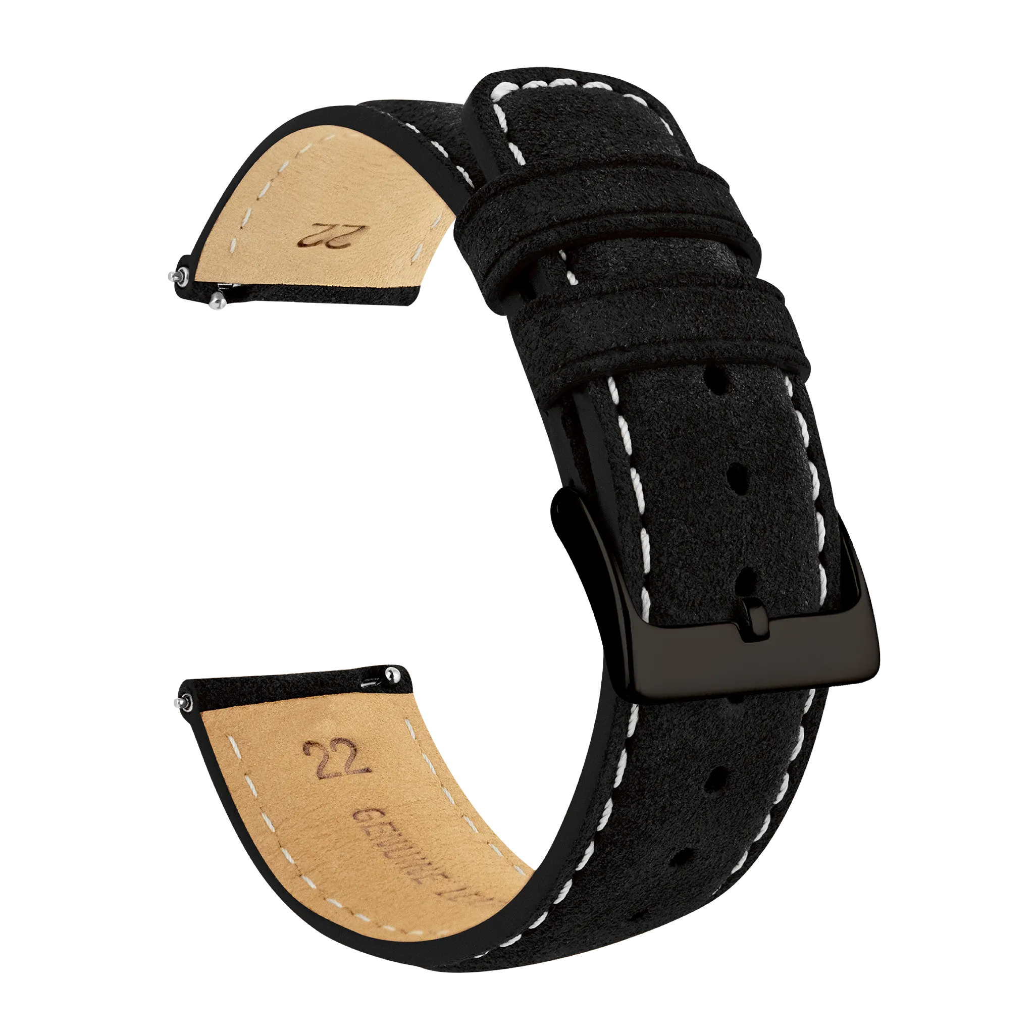 Gear S3 Classic Frontier Black Suede Beige Stitching Watch Band