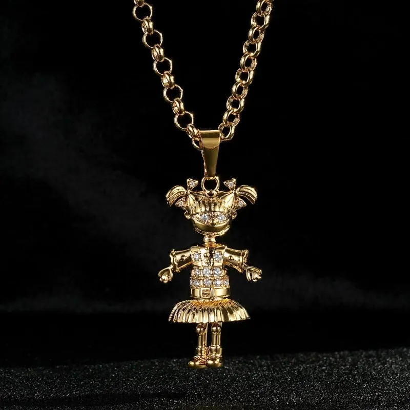 Gold Filled Bonded Angelica Doll Pendant 22 Inch 4mm Belcher Chain