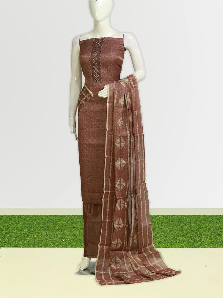 Golden Bloom: Tissue Silk Churidar Material with Boota Work - Just ₹638!