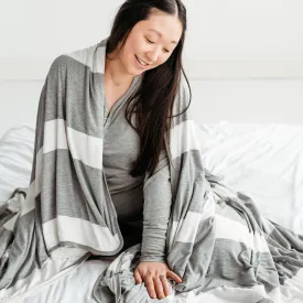 Heather Gray Wide Stripe Oversized Cloud Blanket®