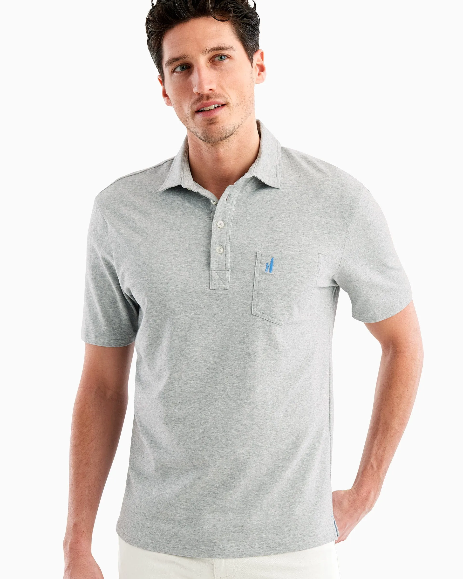 Heathered Original Polo- Heather Gray