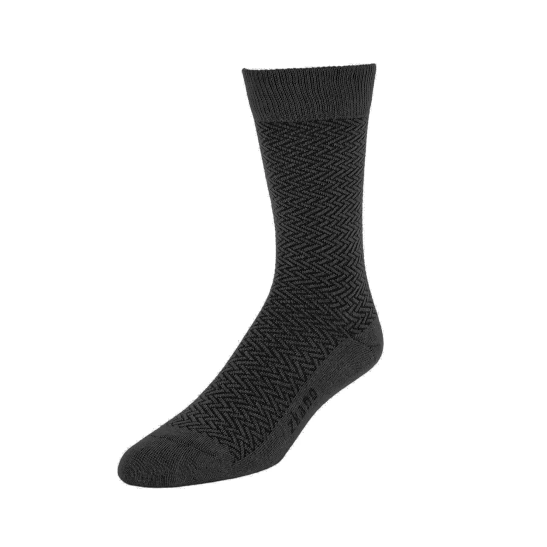 Herringbone- Textured Organic Cotton Crew Socks - Charcoal