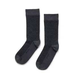 Herringbone- Textured Organic Cotton Crew Socks - Charcoal