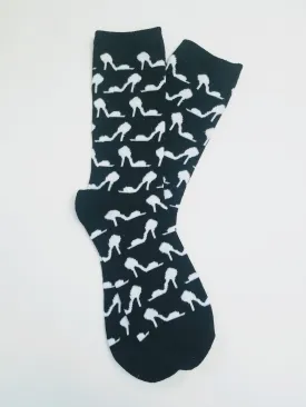 High Heel Shoe Black & White Crew Socks