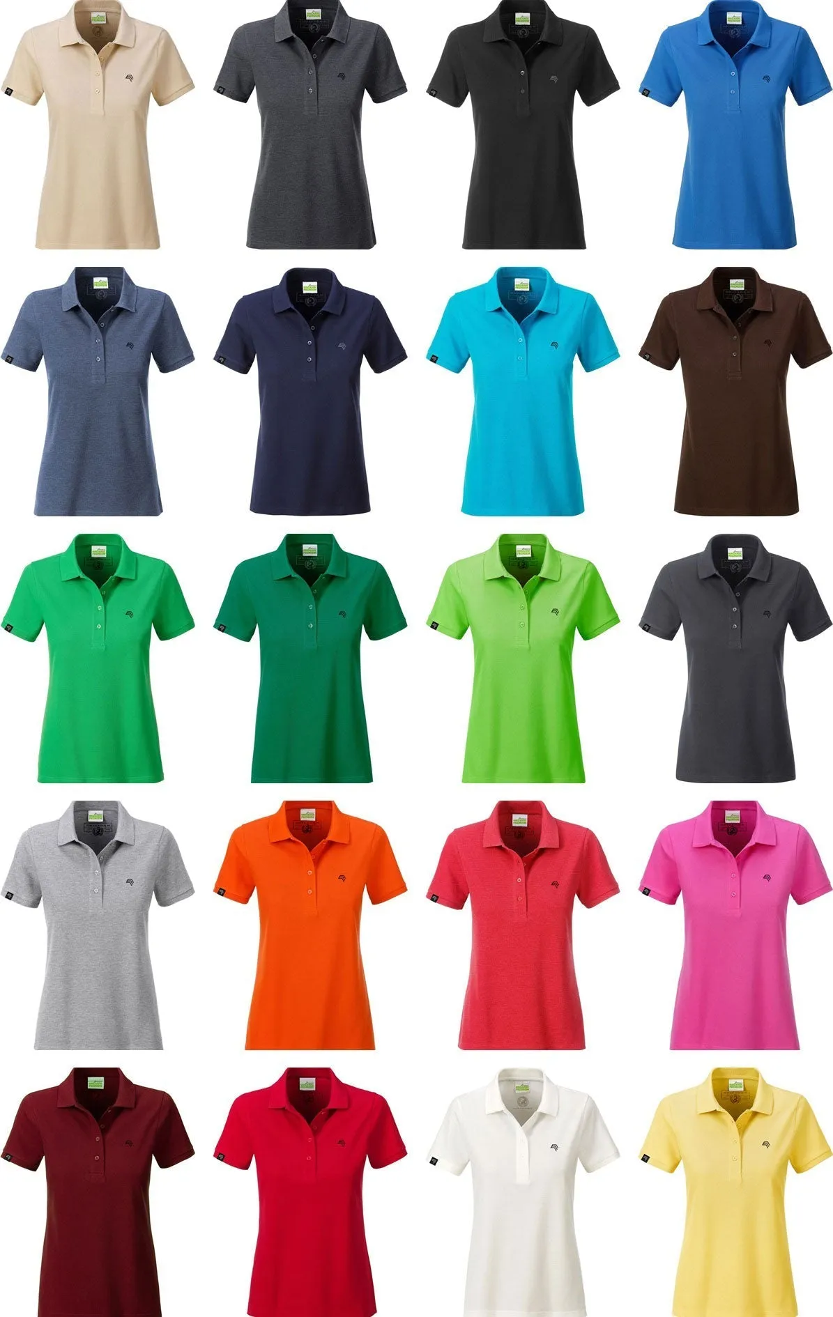 JAN 8009 ― Damen Bio-Baumwolle Polo Shirt - Heather Schwarz Grau Melange