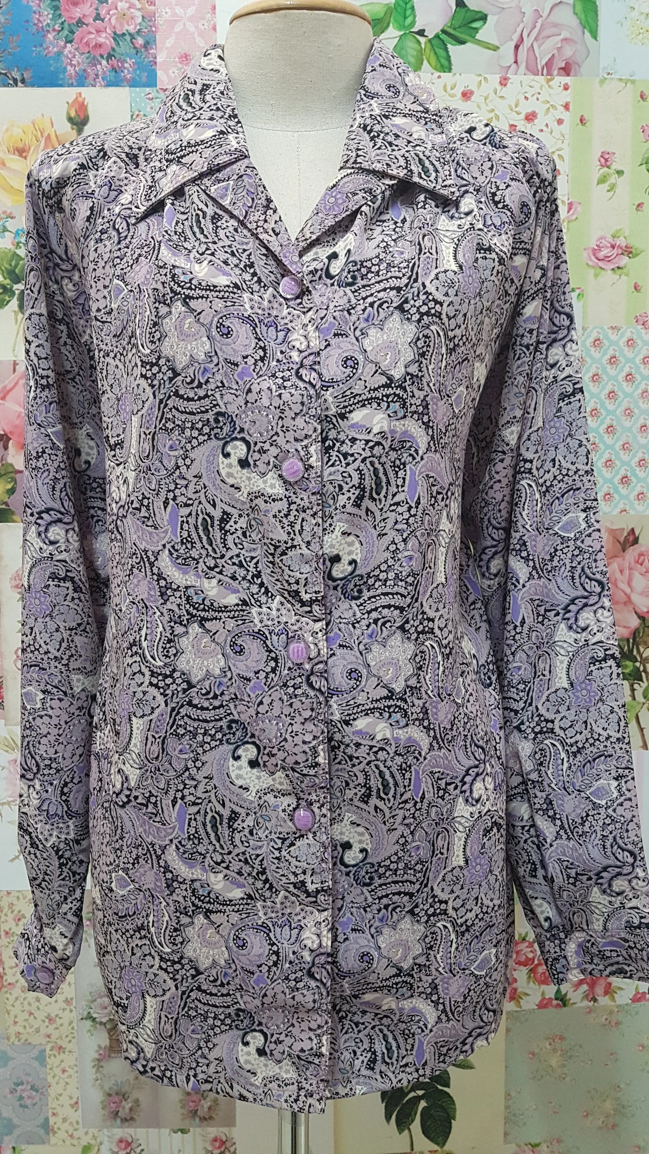 Lavender Printed Blouse BU0159