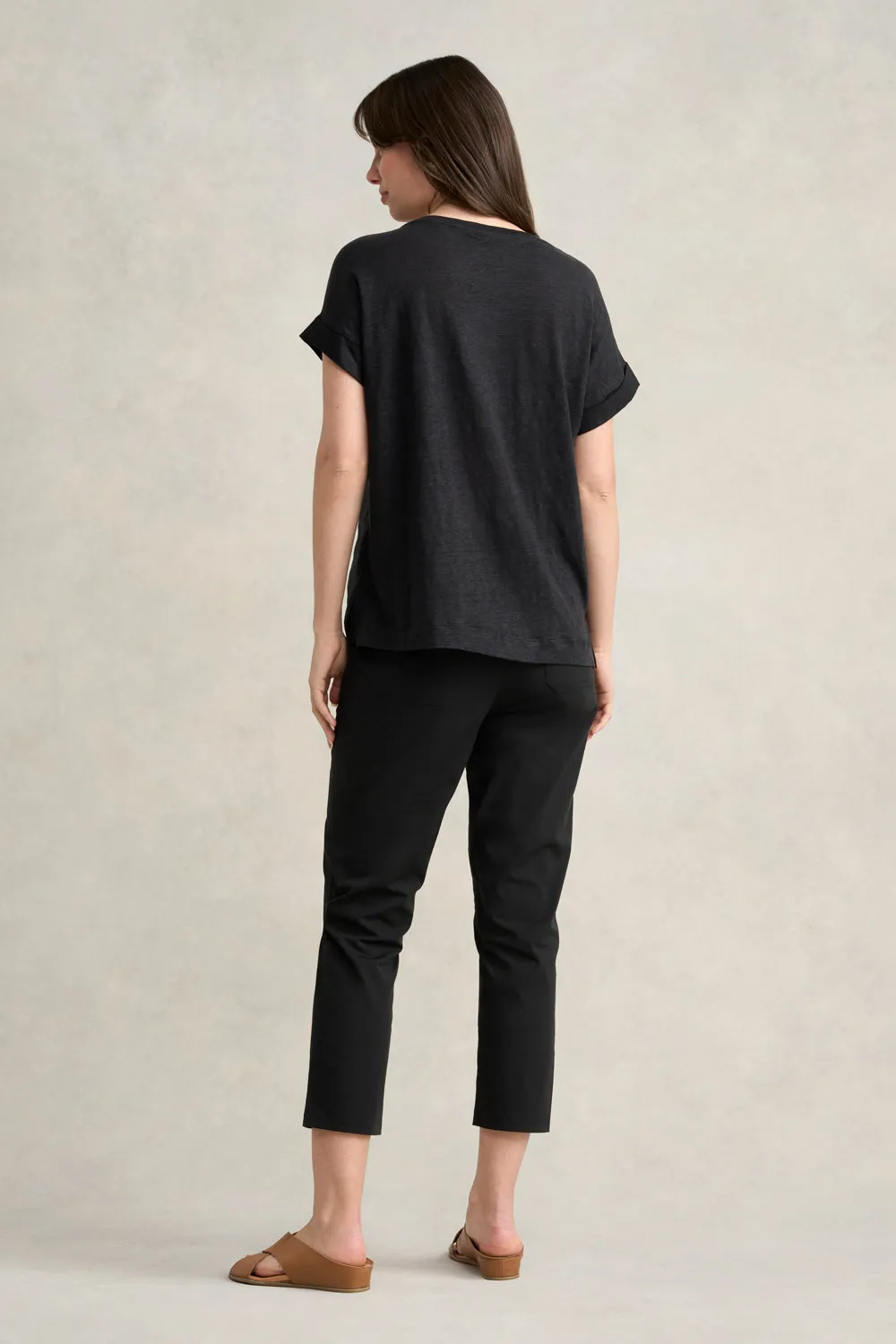 Linen Mix Top - Black