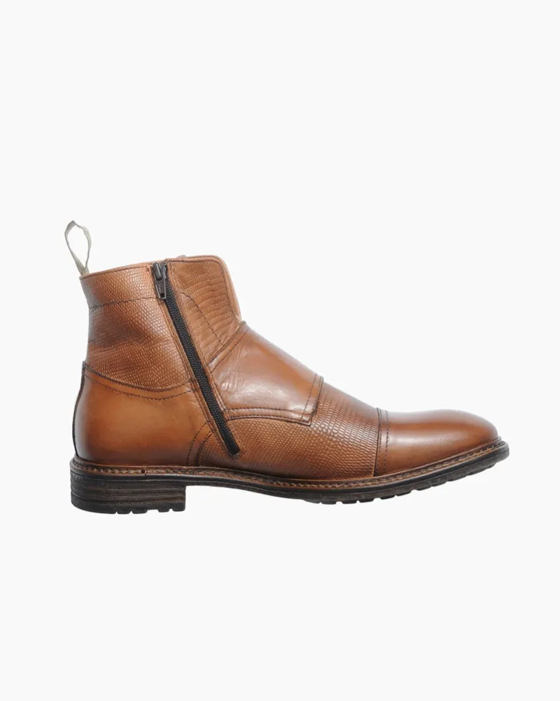 Men's Double Buckle Boot | Dark Brown Leather