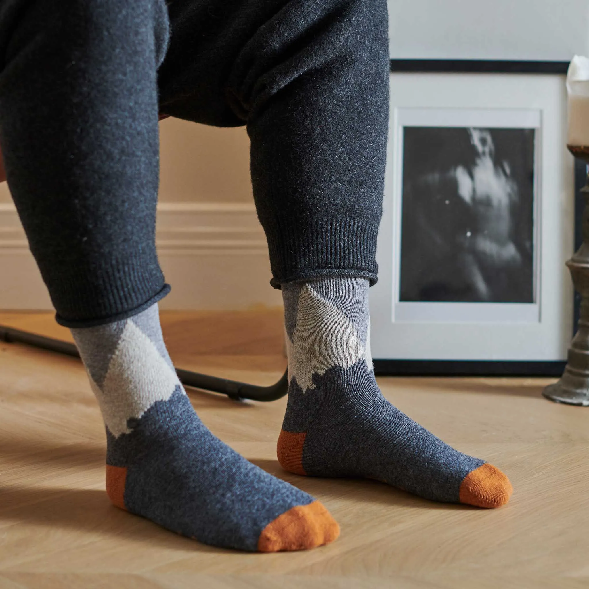 Men's Grey Mountain Lambswool Ankle Socks