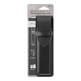 Midori Book Band Pen Case Recycled Leather Black