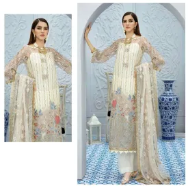 Off White Designer Pakistani Salawar Kameez Suit