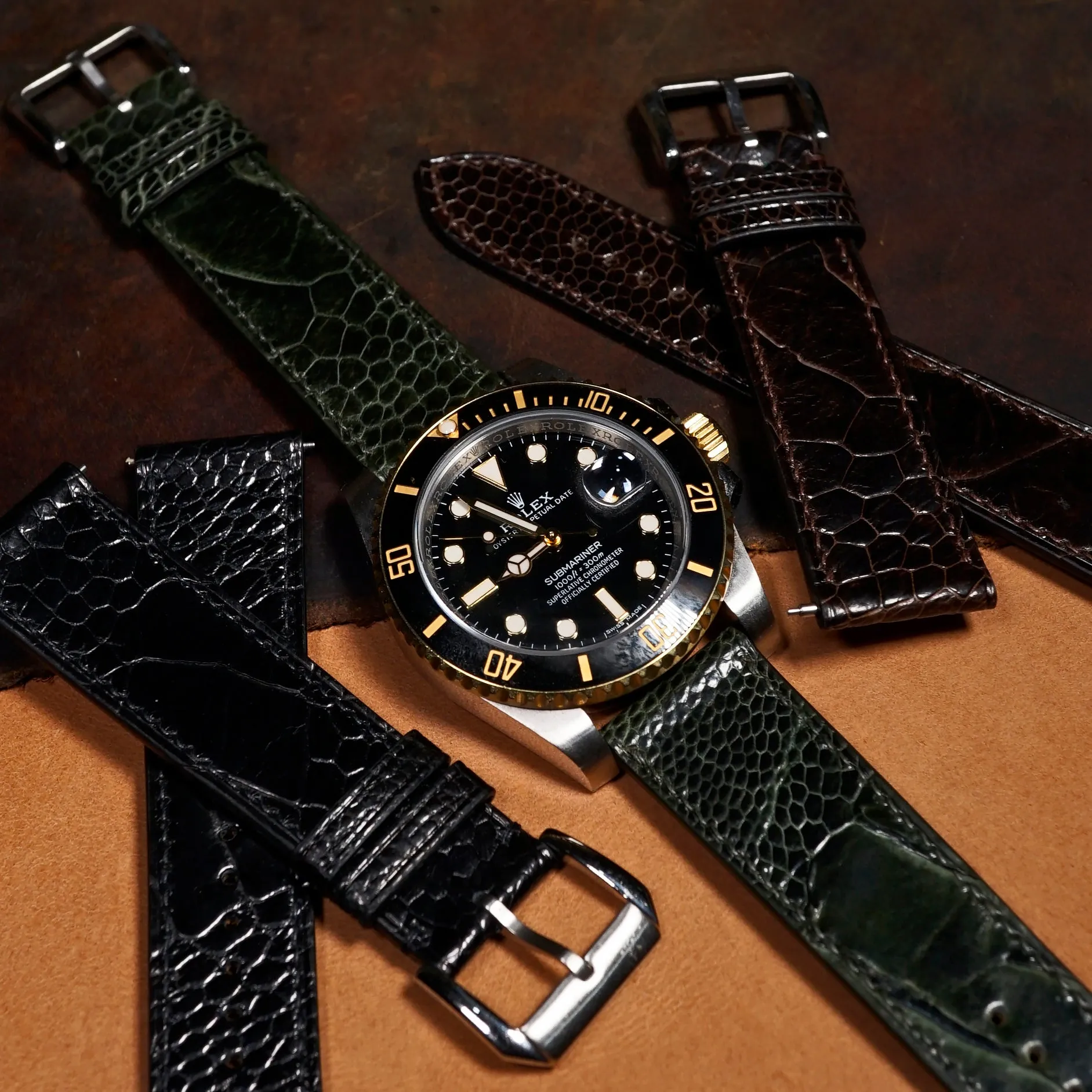 Ostrich Leather Watch Strap in Olive