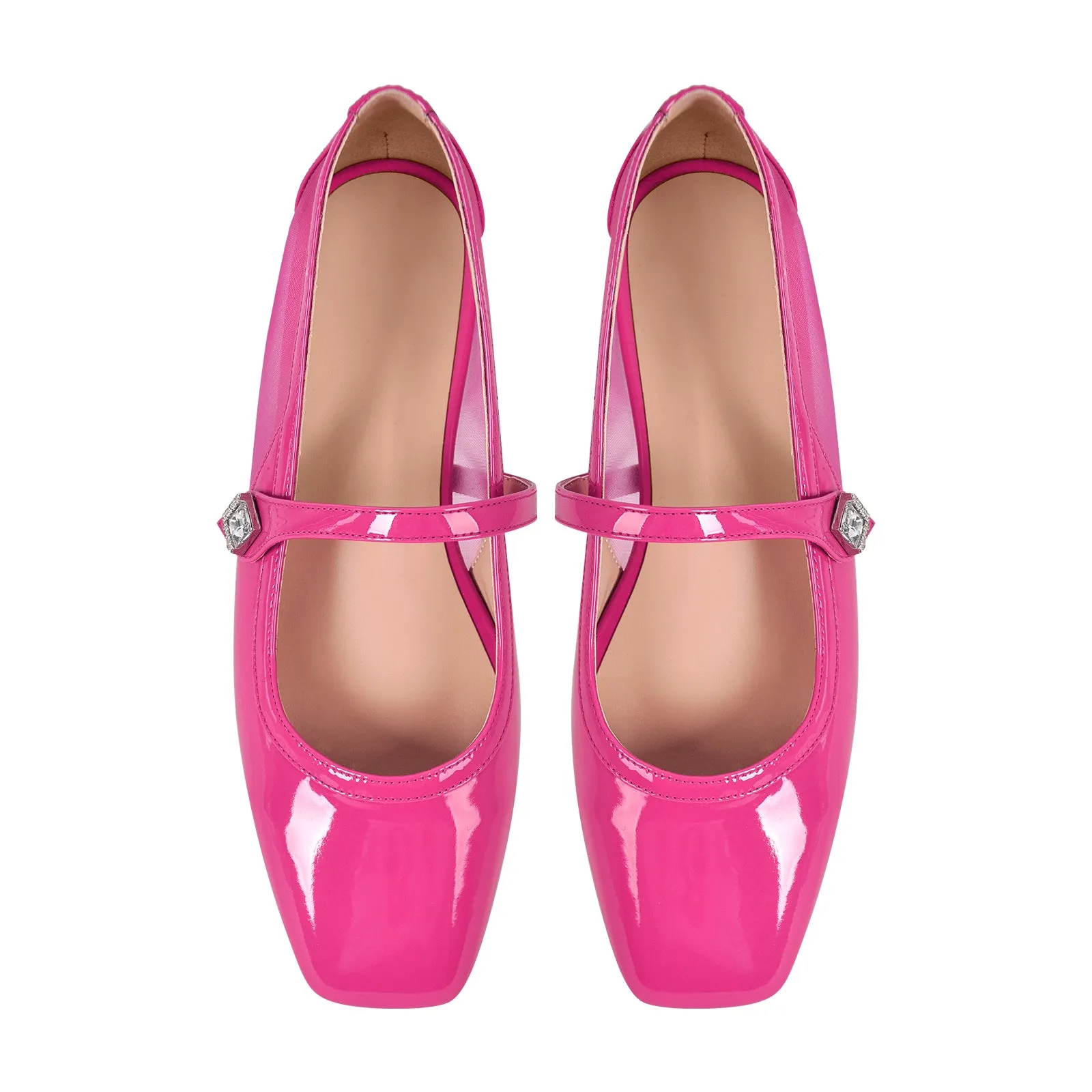 Patent Square Toe Mary Jane Flats