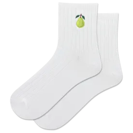 "Embroidered Pear" Ankle Socks by Hot Sox - Medium