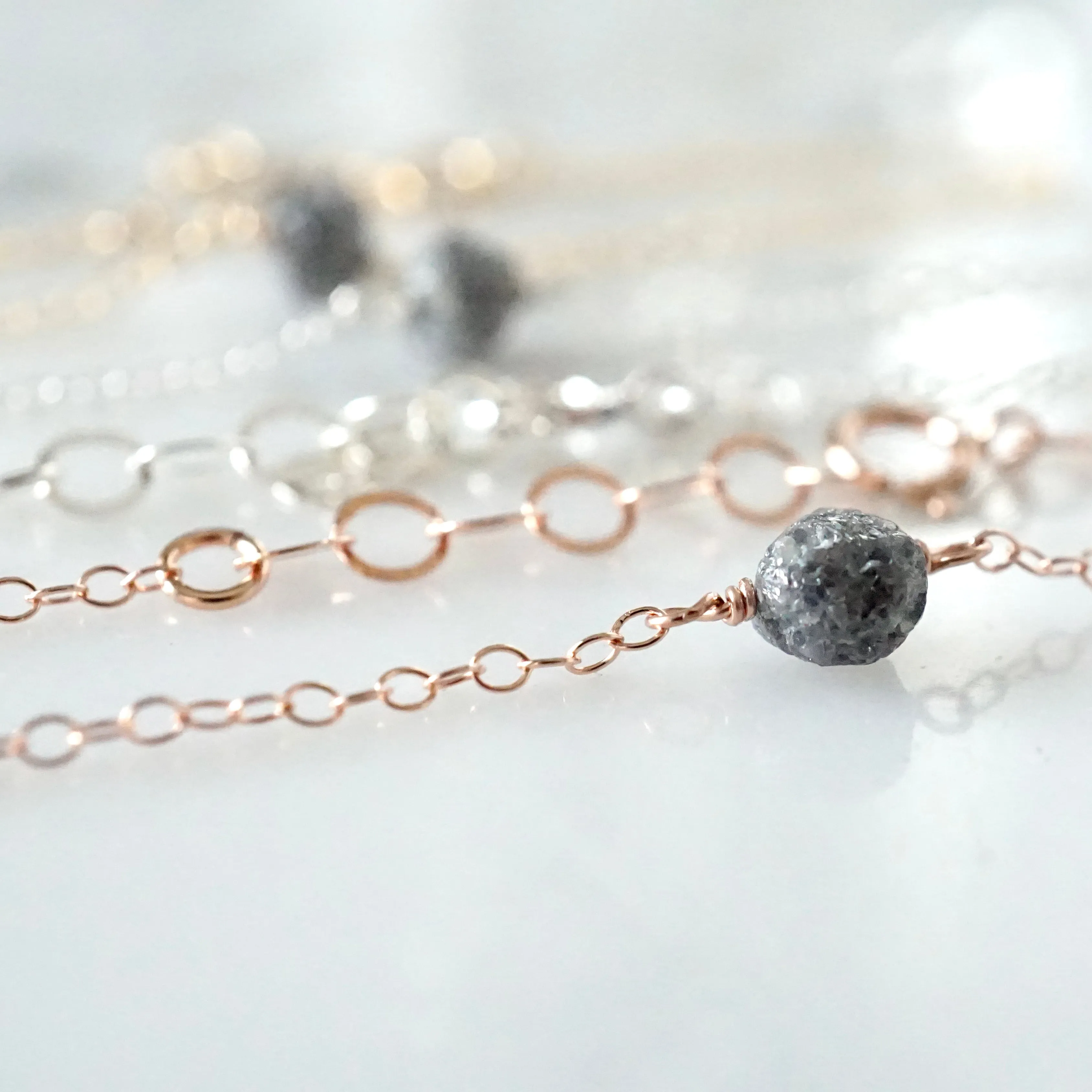 Raw Diamond Bracelet - Gray Diamond Bracelet - Rustic Women's Diamond Bracelet