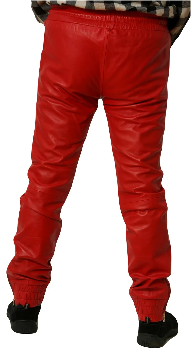 Red Leather Joggers