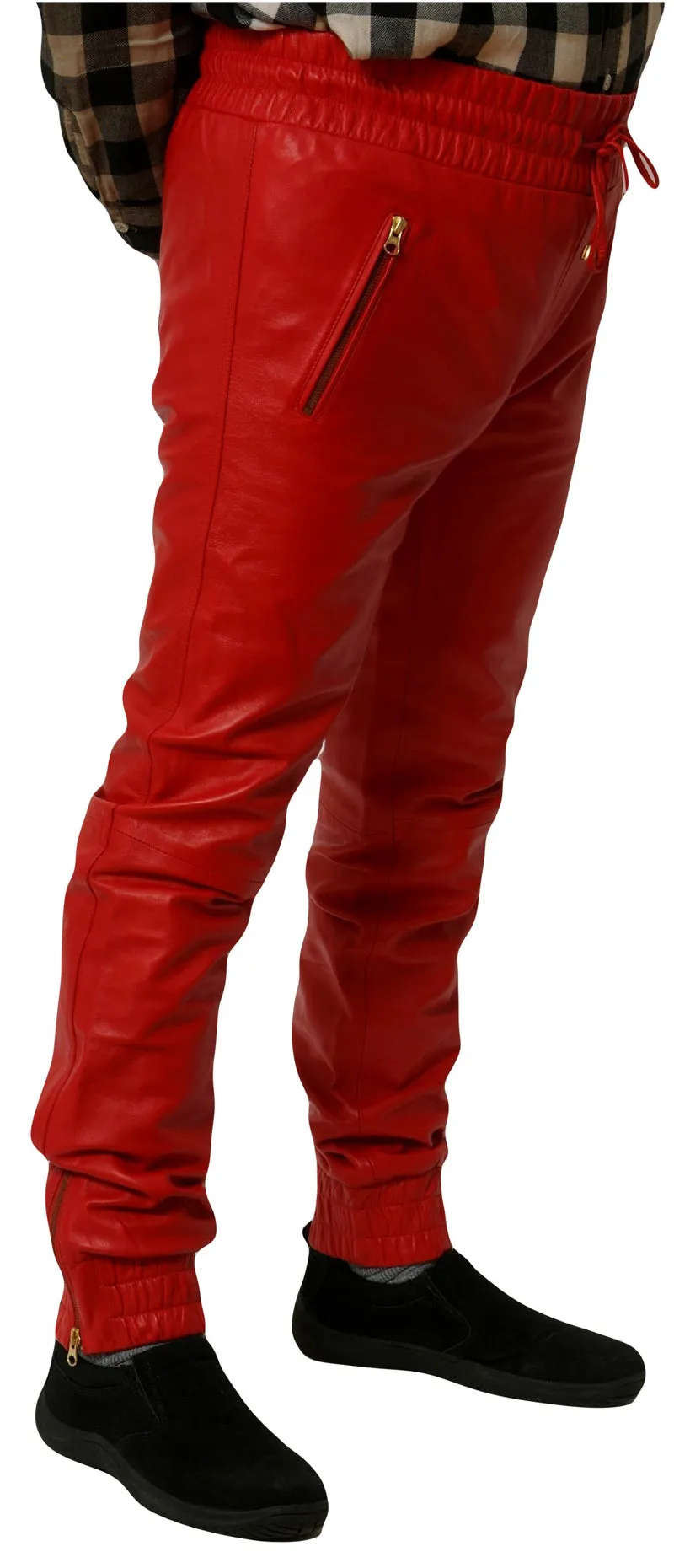 Red Leather Joggers