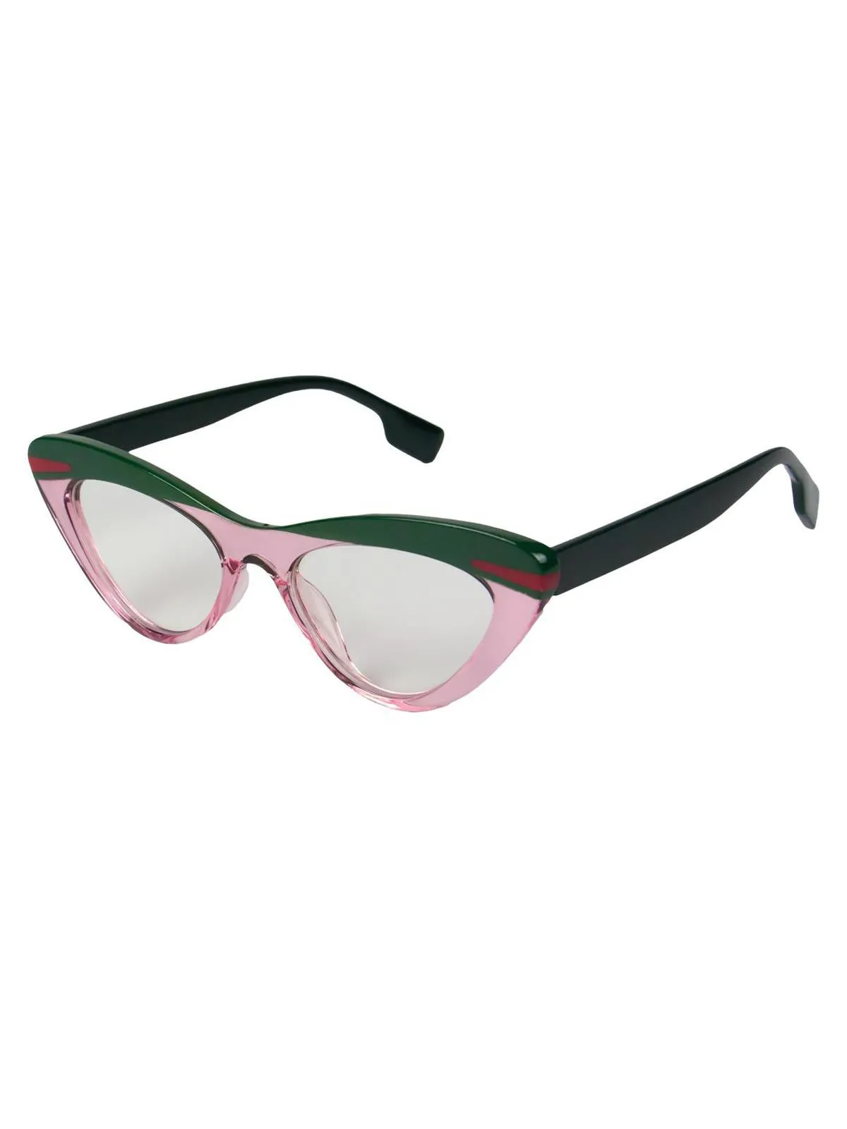 Retro Catseye Glasses Pink & Green Stripe