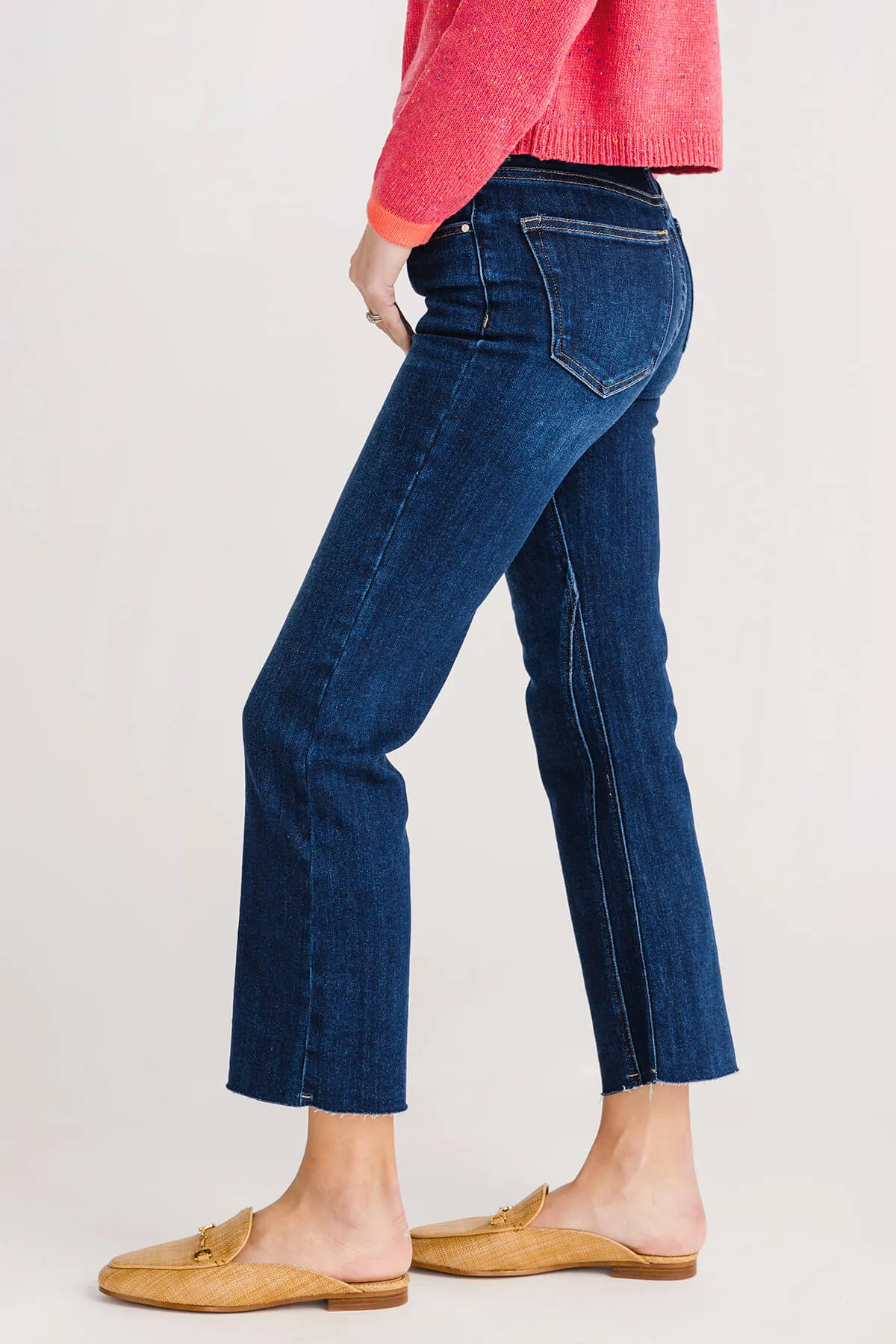 Aspen Risen High-rise Ankle Flare Jeans with Twisted Seams