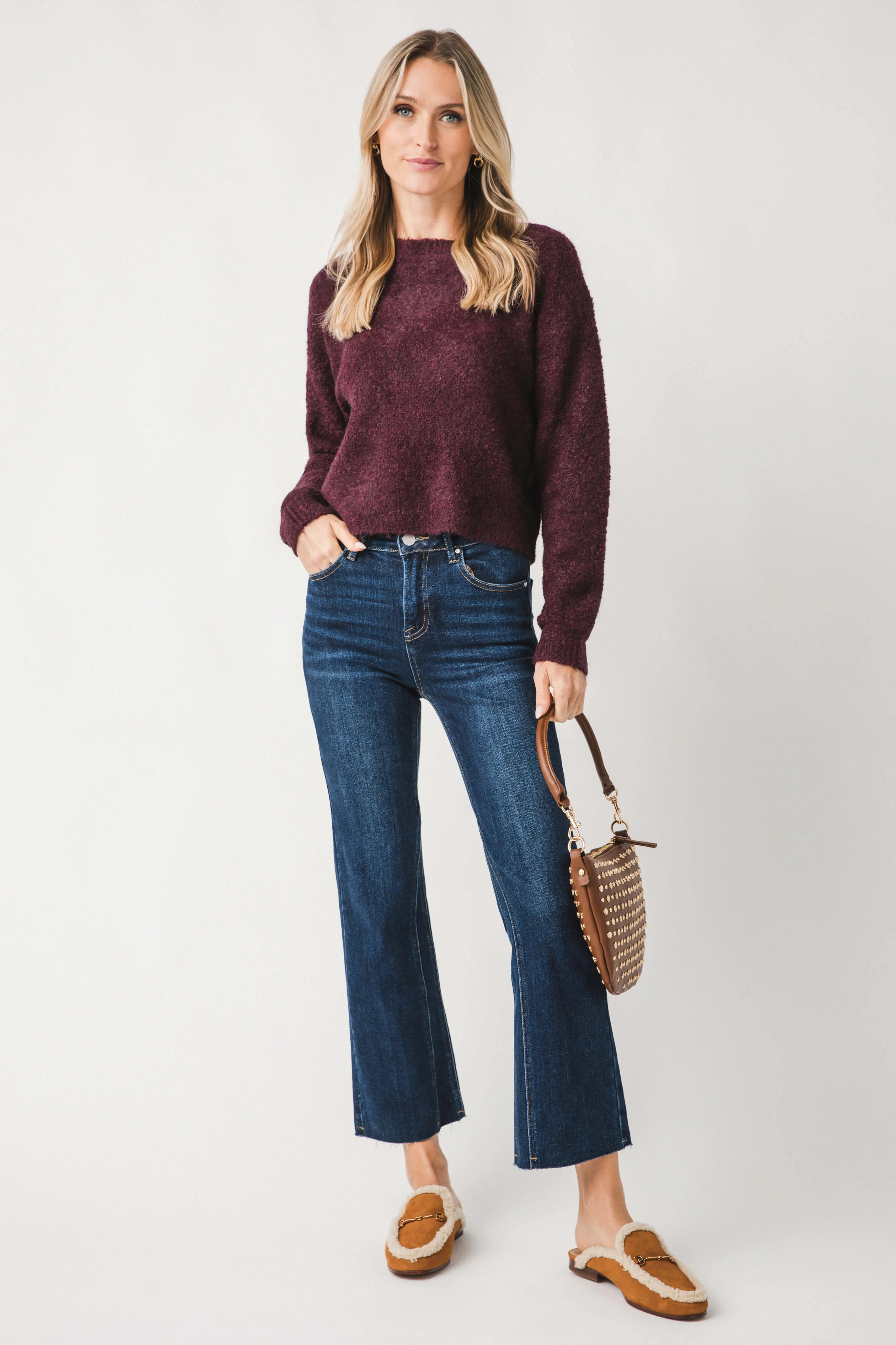 Aspen Risen High-rise Ankle Flare Jeans with Twisted Seams