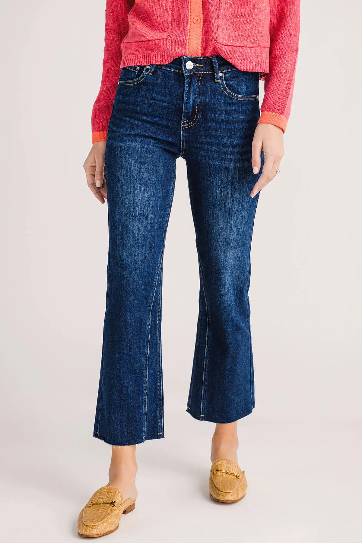 Aspen Risen High-rise Ankle Flare Jeans with Twisted Seams