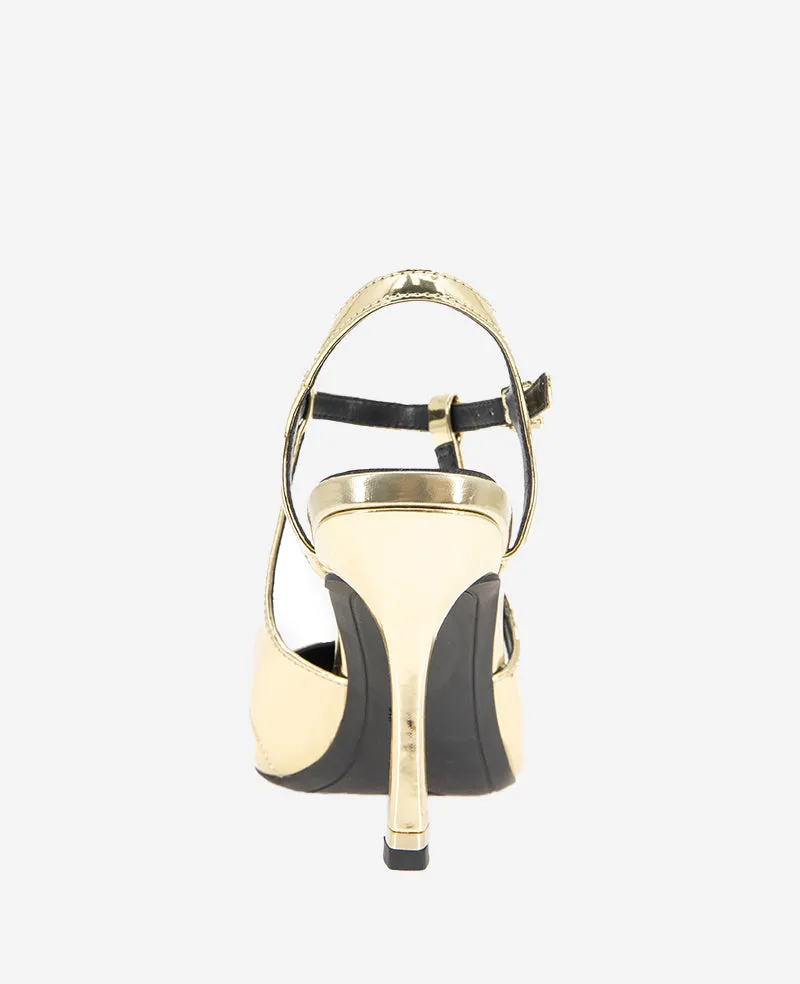 Romi Metallic Ankle Heel Slingback