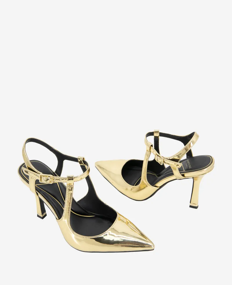 Romi Metallic Ankle Heel Slingback