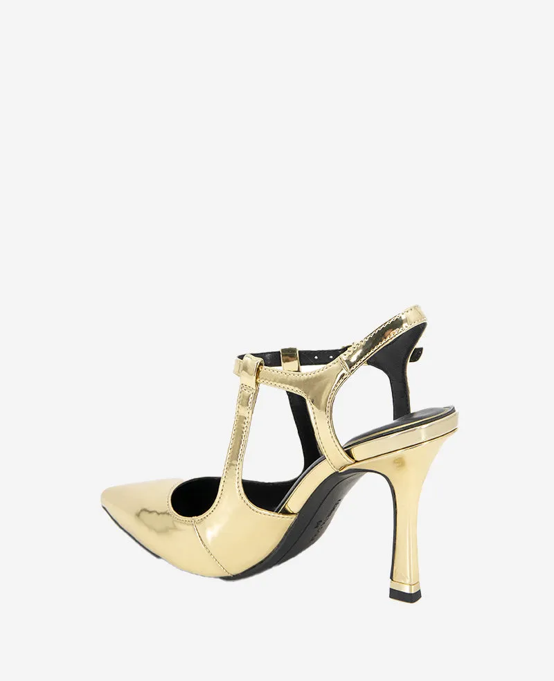 Romi Metallic Ankle Heel Slingback