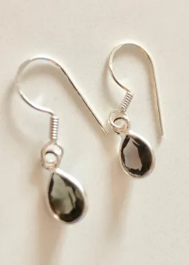 Solid Silver Smoky Quartz Tear Drop Earrings