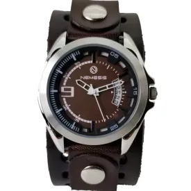 Sully Brown/White Watch with Perforated Dark Brown Leather Cuff