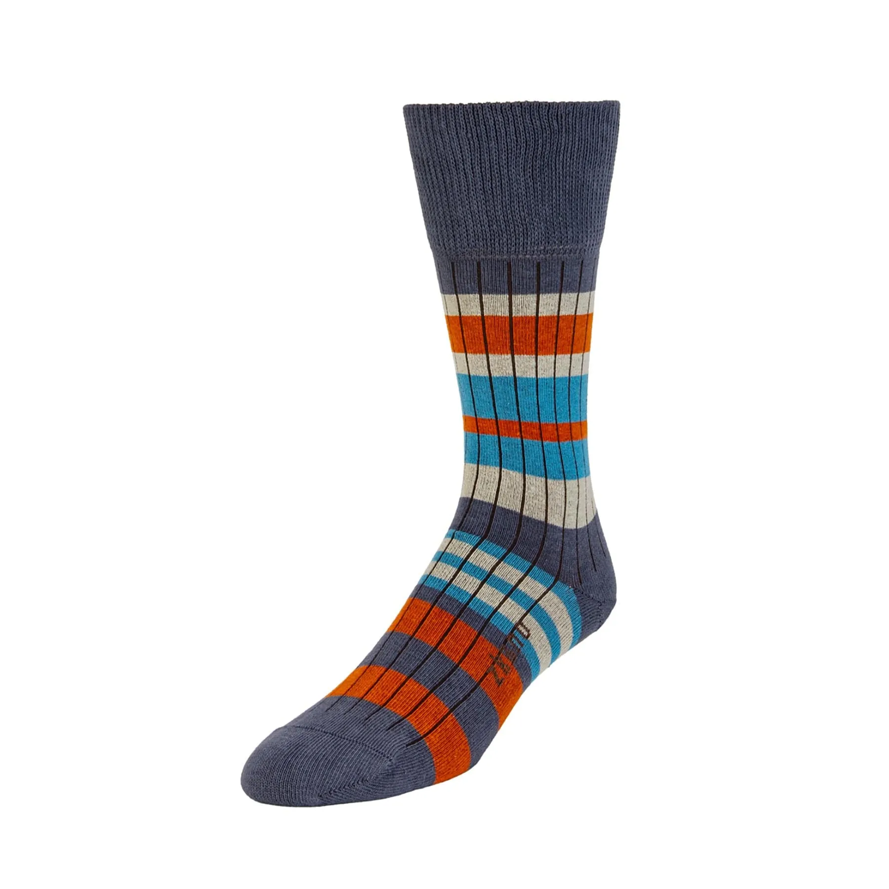 Sweater Stripe - Organic Cotton Crew Socks - Indigo