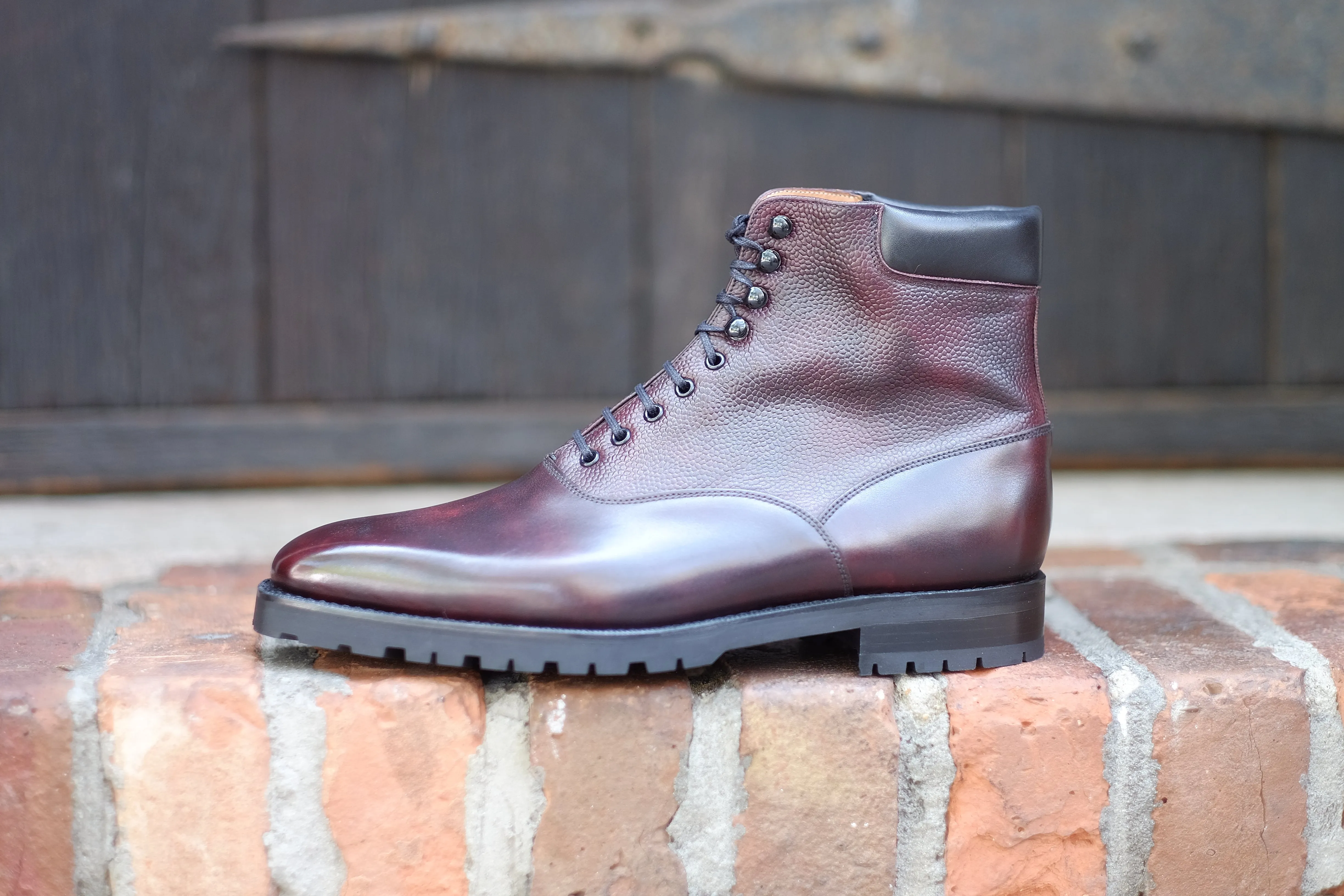 Optimized Title: Wedgwood Redux - Luxurious Plum Museum Calf & Grain Leather Collection