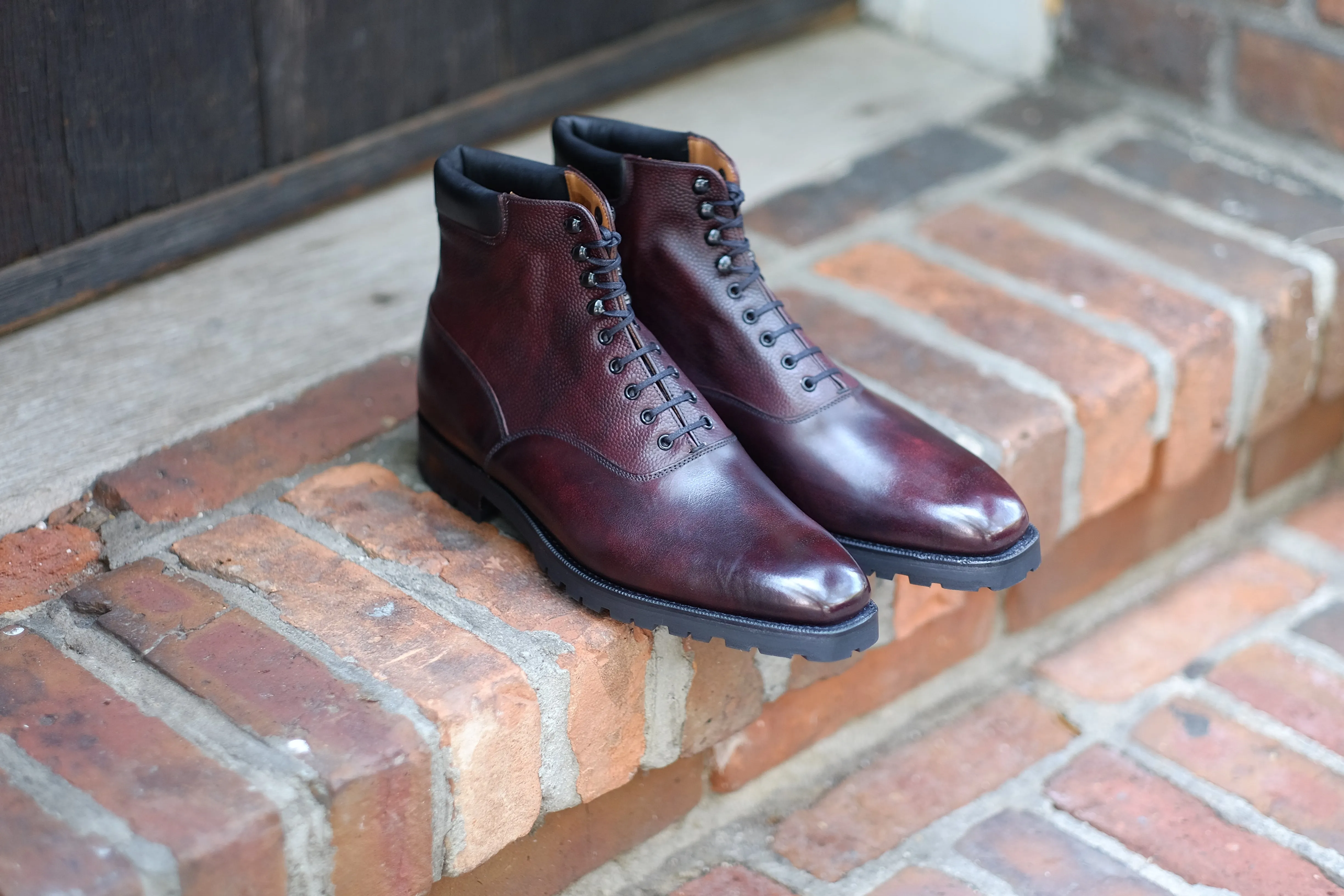 Optimized Title: Wedgwood Redux - Luxurious Plum Museum Calf & Grain Leather Collection