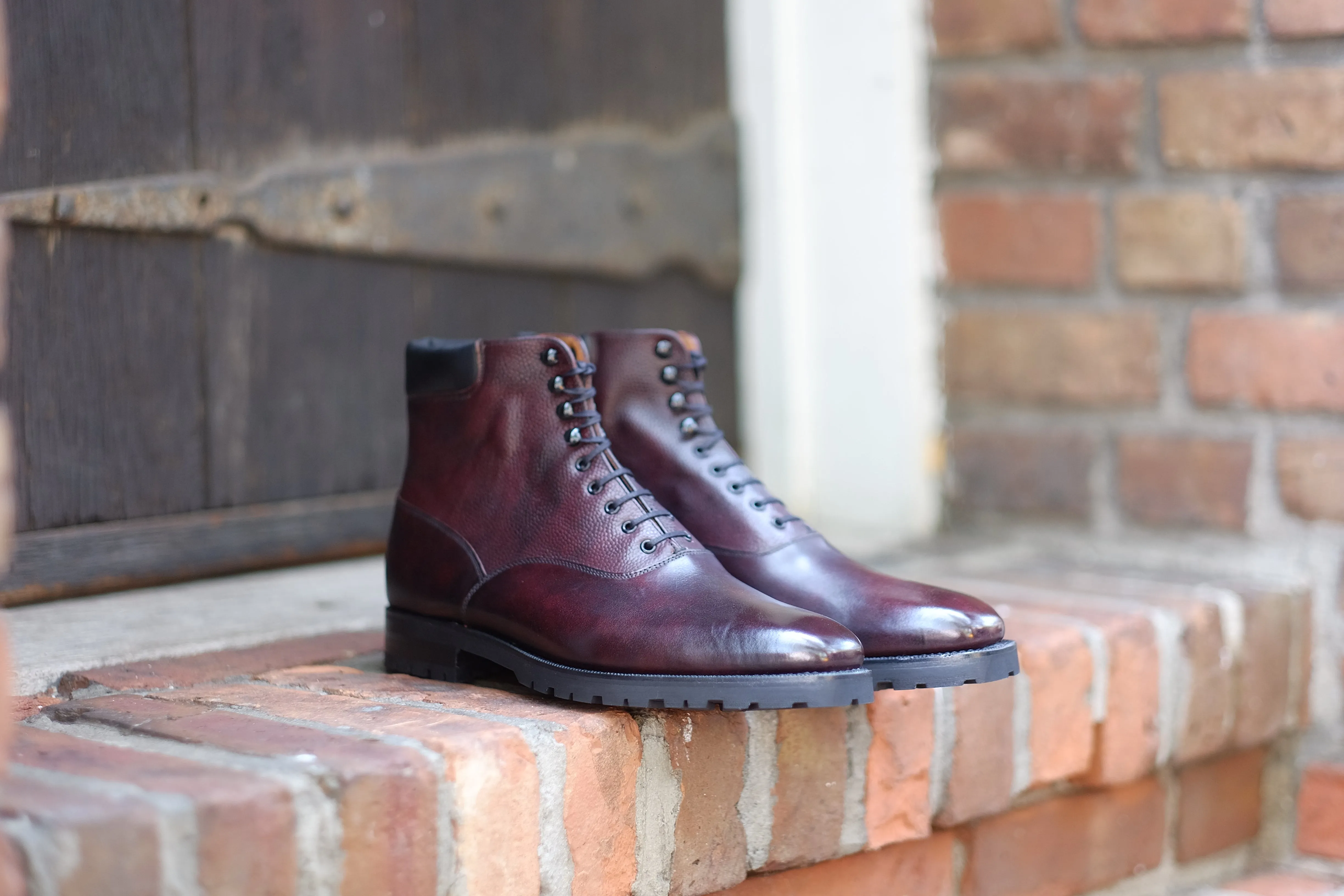 Optimized Title: Wedgwood Redux - Luxurious Plum Museum Calf & Grain Leather Collection