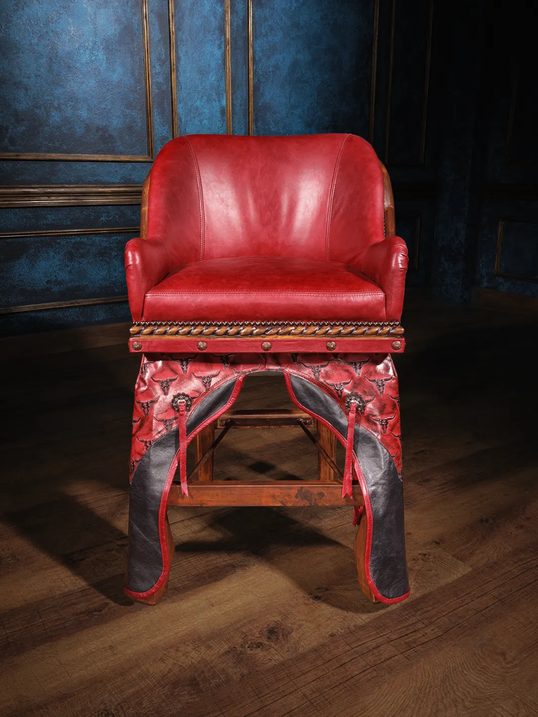 Western Trail Blazer Leather Bar Stool