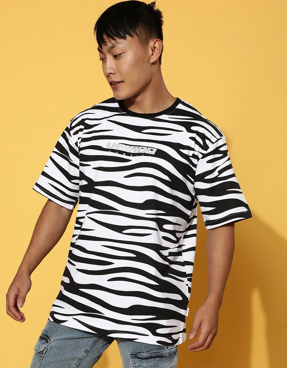 Zebra Print Men's Oversized All Over Animal Print Tshirt