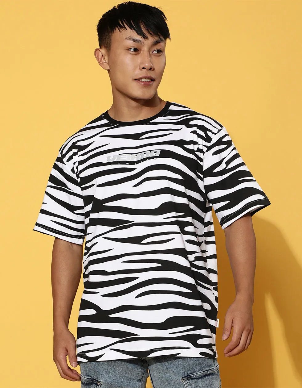 Zebra Print Men's Oversized All Over Animal Print Tshirt